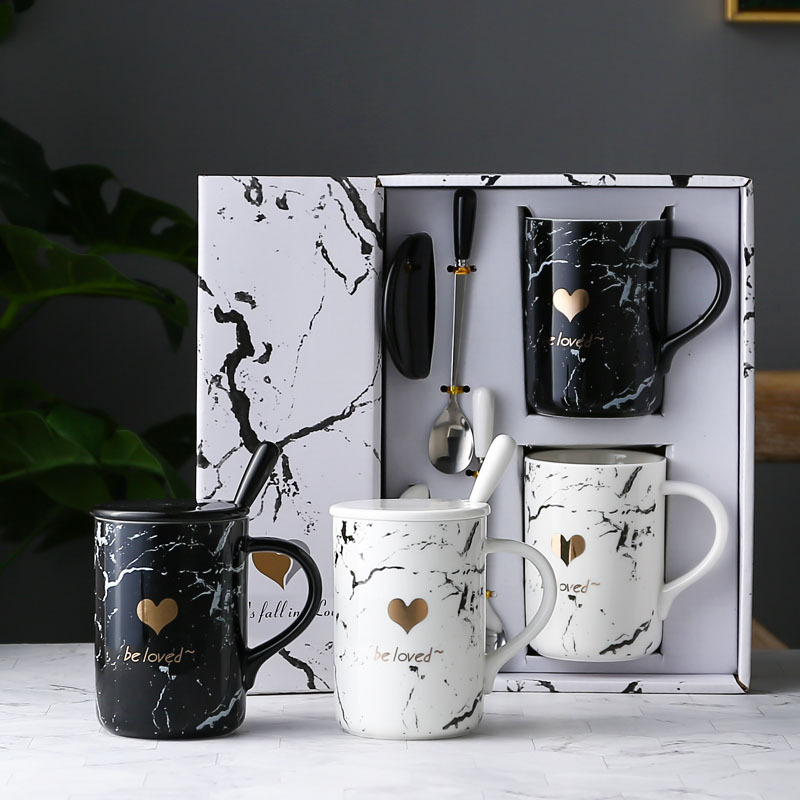 Marble print couple mug set all time go to option